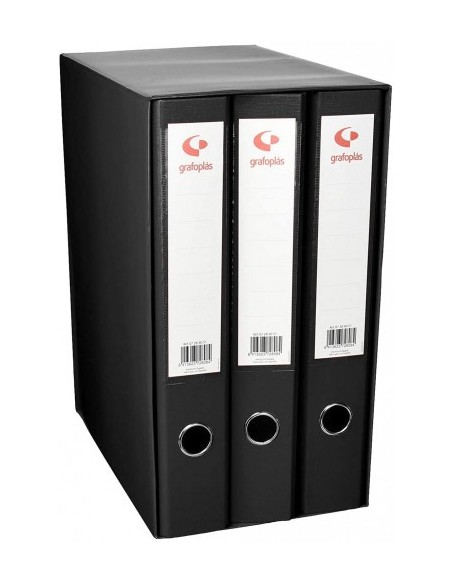 MÓDULO 3 CARPETAS 2 ANILLAS 40 MM NEGRO FOLIO 290X350X180 GRAFOPLAS 7284310