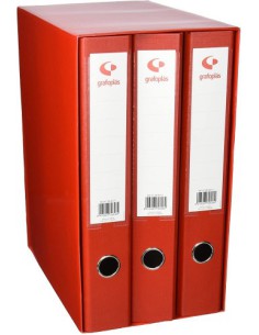 MÓDULO 3 CARPETAS 2 ANILLAS 40 MM ROJO FOLIO 290X350X180 GRAFOPLAS 7284351