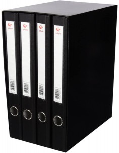 MÓDULO 4 CARPETAS 2 ANILLAS 25 MM NEGRO FOLIO 290X350X180 GRAFOPLAS 7282410
