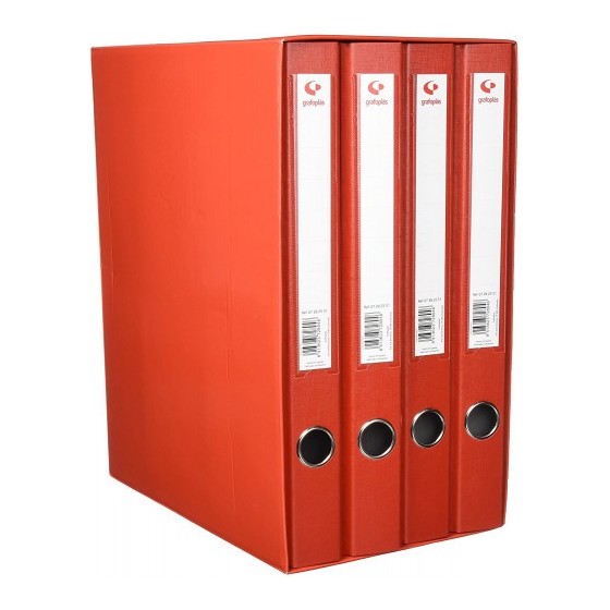 MÓDULO 4 CARPETAS 2 ANILLAS 25 MM ROJO FOLIO 290X350X180 GRAFOPLAS 7282451
