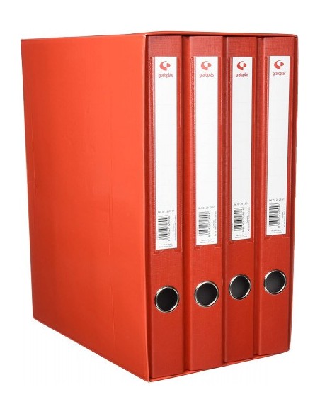 MÓDULO 4 CARPETAS 2 ANILLAS 25 MM ROJO FOLIO 290X350X180 GRAFOPLAS 7282451