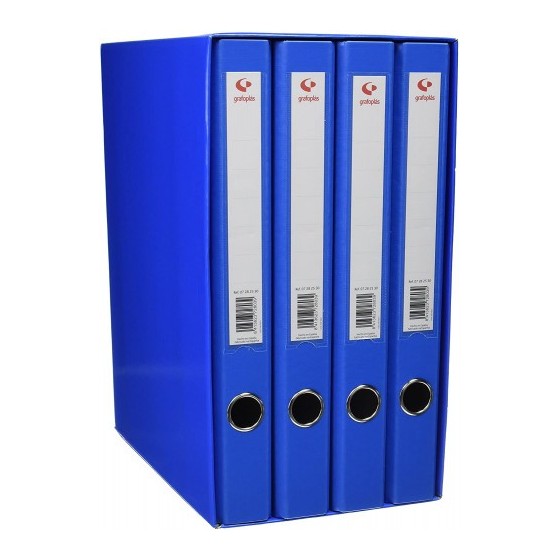 MÓDULO 4 CARPETAS 2 ANILLAS 25 MM AZUL FOLIO 290X350X180 GRAFOPLAS 7282430
