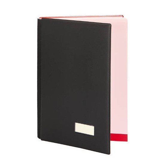 PORTAFIRMAS EXTRA ACOLCHADO EN SIMIL PIEL NEGRO CON 18 DEPARTAMENTOS PARDO 87501