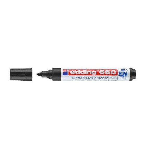 MARCADOR PIZARRA BLANCA 660 1,5-3MM NEGRO EDDING 660-01 (x10 unidades)