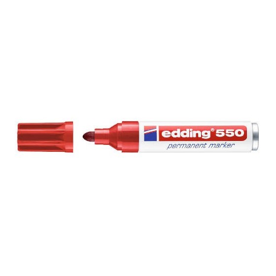 MARCADOR PERMANENTE PUNTA REDONDA 3-4MM 550 ROJO EDDING 550-02 (x10 unidades)