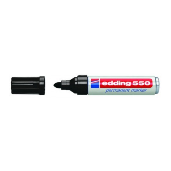 MARCADOR PERMANENTE PUNTA REDONDA 3-4MM 550 NEGRO EDDING 550-01 (x10 unidades)