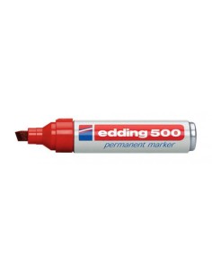 MARCADOR PERMANENTE PUNTA BISELADA 2-7MM 500 ROJO EDDING 500-02 (x10 unidades)