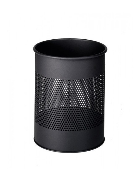 PAPELERA METALICA DE 15L PERFORADA COLOR NEGRO DURABLE 3310-01