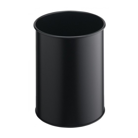 PAPELERA METALICA DE 15L LISA COLOR NEGRO DURABLE 3301-01