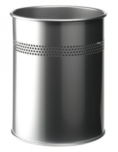 PAPELERA METALICA DE 15L SEMIPERFORADA COLOR PLATA DURABLE 3300-23