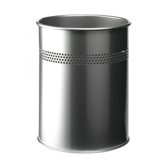 PAPELERA METALICA DE 15L SEMIPERFORADA COLOR PLATA DURABLE 3300-23