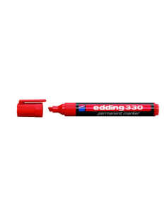 MARCADOR PERMANENTE PUNTA BISELADA 1-5MM 330 ROJO EDDING 330-02 (x10 unidades)