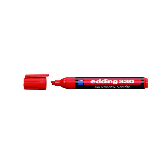 MARCADOR PERMANENTE PUNTA BISELADA 1-5MM 330 ROJO EDDING 330-02 (x10 unidades)