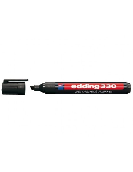 MARCADOR PERMANENTE PUNTA BISELADA 1-5MM 330 NEGRO EDDING 330-01 (x10 unidades)