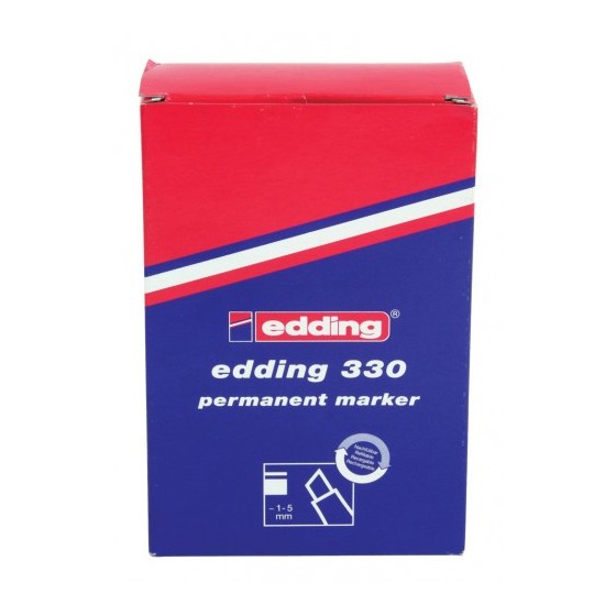 MARCADOR PERMANENTE PUNTA BISELADA 1-5MM 330 NEGRO EDDING 330-01 (x10 unidades)