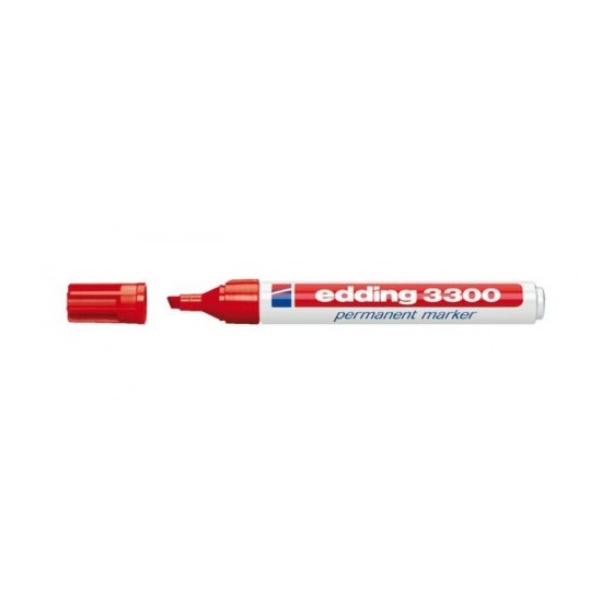 MARCADOR PERMANENTE PUNTA BISELADA 1-5MM 3300 ROJO EDDING 3300-02 (x10 unidades)