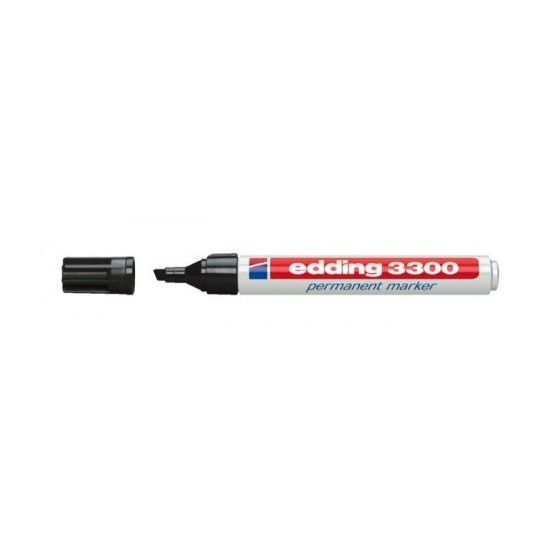 MARCADOR PERMANENTE PUNTA BISELADA 1-5MM 3300 NEGRO EDDING 3300-01 (x10 unidades)