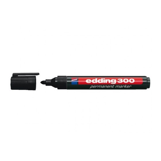 MARCADOR PERMANENTE PUNTA REDONDA 1.5-3MM 300 NEGRO EDDING 300-01 (x10 unidades)