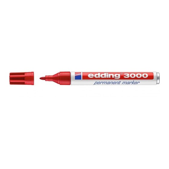 MARCADOR PERMANENTE PUNTA REDONDA 1.5-3MM 3000 ROJO EDDING 3000-02 (x10 unidades)
