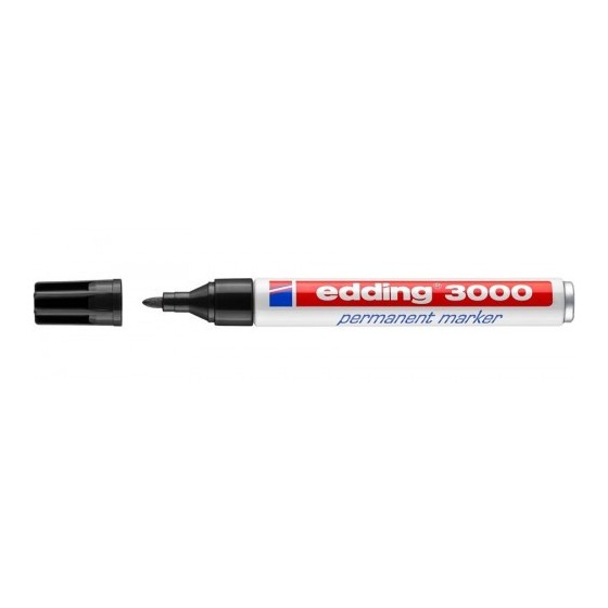 MARCADOR PERMANENTE PUNTA REDONDA 1.5-3MM 3000 NEGRO EDDING 3000-01 (x10 unidades)