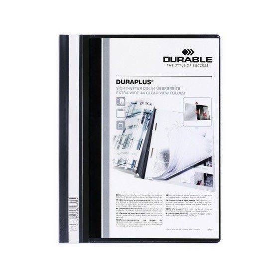 DOSSIER FASTENER DURAPLUS A4 PVC NEGRO DURABLE 2579-01 (x25 unidades)
