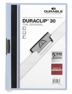 DOSSIER CON CLIP 30 H A4 AZUL CLARO DURABLE 2200-06 (x25 unidades)