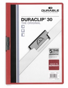 DOSSIER CON CLIP 30 H A4 ROJO DURABLE 2200-03 (x25 unidades)