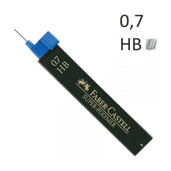 ESTUCHE 12 MINAS 0.7MM SUPER POLIMERAS HB FABER CASTELL 120700 (x12 unidades)