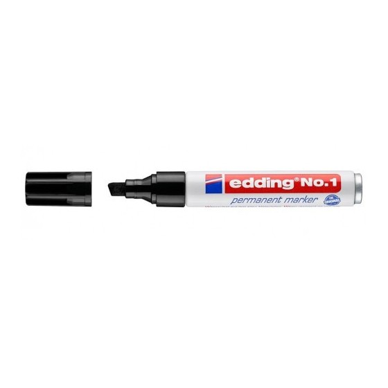 MARCADOR PERMANENTE PUNTA BISELADA 1-5MM Nº1 NEGRO EDDING 1-01 (x10 unidades)