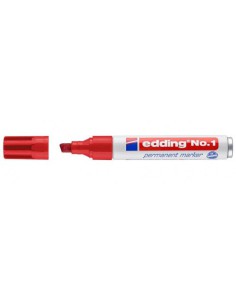 MARCADOR PERMANENTE PUNTA BISELADA 1-5MM Nº1 ROJO EDDING 1-02 (x10 unidades)
