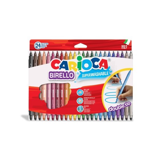 CAJA 24 ROTULADORES COLORES DOBLE PUNTA BIRELLO CARIOCA 41521