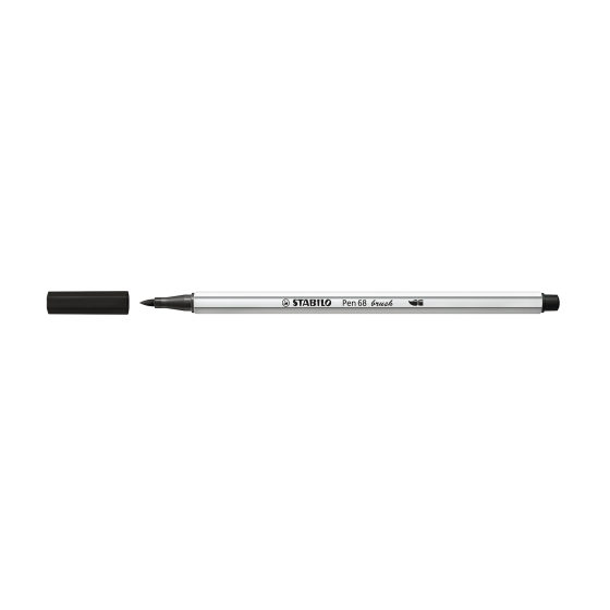 ROTULADOR PUNTA FIBRA PINCEL PEN 68 BRUSH NEGRO STABILO 568/46 (x10 unidades)