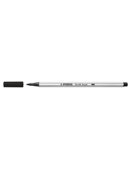 ROTULADOR PUNTA FIBRA PINCEL PEN 68 BRUSH NEGRO STABILO 568/46 (x10 unidades)