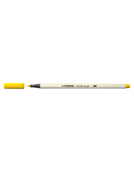 ROTULADOR PUNTA FIBRA PINCEL PEN 68 BRUSH AMARILLO STABILO 568/44 (x10 unidades)