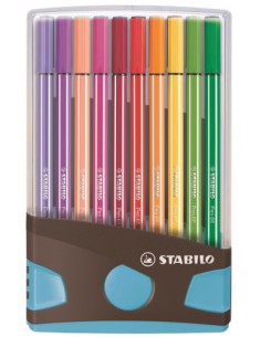 CAJA 20 ROTULADORES PEN 68 COLORPARADE PUNTA 1 MM ANTRACITA/AZUL STABILO 6820-04-04