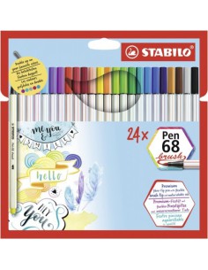 ESTUCHE CARTON 24 UNIDADES ROTULADOR PEN 68 BRUSH COLORES SURTIDOS STABILO 568/24-211