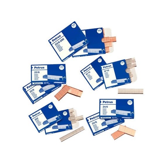 CAJA DE 1000 GRAPAS TIPO 25/10 GALVANIZADAS PARA GRAPADORA PETRUS 1400 PETRUS 623386