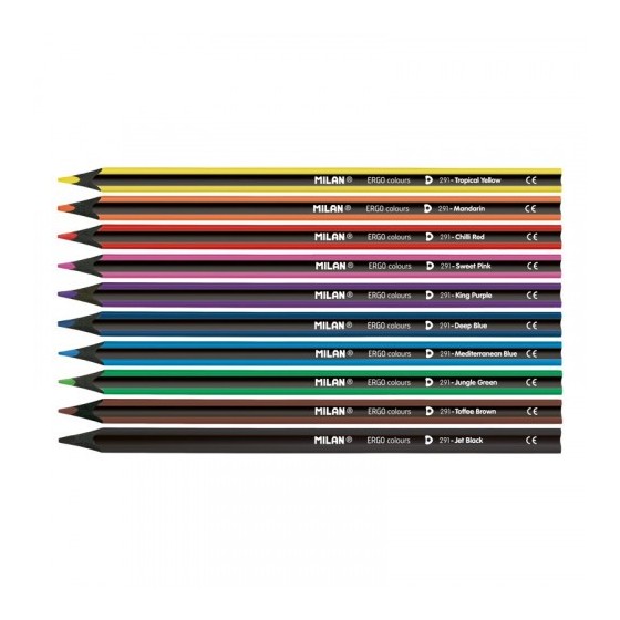 CAJA DE 10 LÁPICES DE COLORES ERGO + 1 AFILALAPICES MILAN 07229110