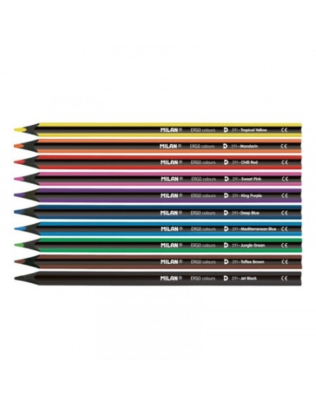 CAJA DE 10 LÁPICES DE COLORES ERGO + 1 AFILALAPICES MILAN 07229110