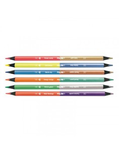 CAJA DE 6 LÁPICES COLORES FLUORESCENTES METALALIZADOS BICOLOR MILAN 7123306B