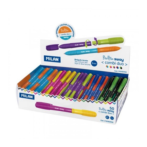 EXPOSITOR 50 BOLÍGRAFOS SWAY COMBI DUO COLORES SURTIDOS MILAN 176582950