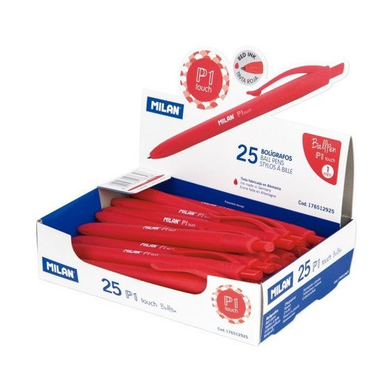 Milan 176512925 bolígrafo Rojo Bolígrafo de punta retráctil con pulsador 25 pieza(s)