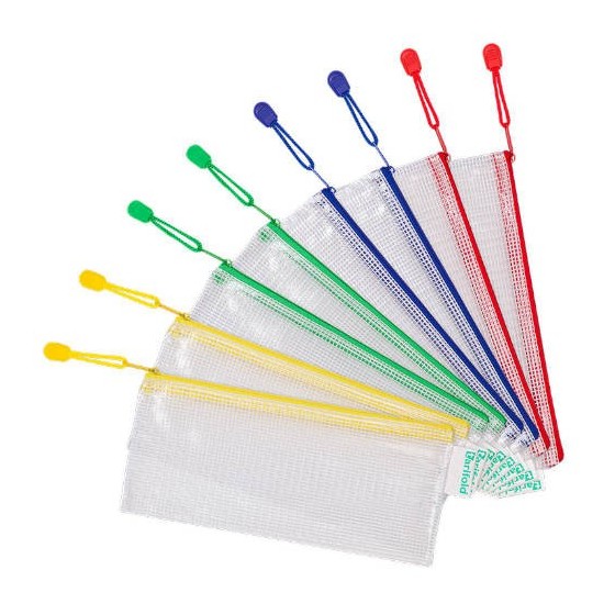 PACK DE 8 BOLSAS ZIPPER MULTIUSOS PVC - CON CIERRE CREMALLERA CHEQUERA SURTIDO TARIFOLD 509049