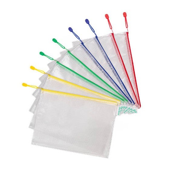 PACK DE 8 BOLSAS ZIPPER MULTIUSOS PVC - CON CIERRE CREMALLERA A4 SURTIDO TARIFOLD 509009
