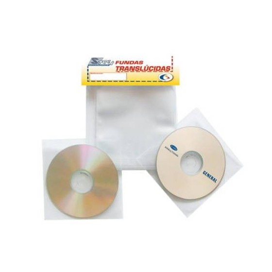 PACK DE 100 FUNDAS CD-DVD PP TRANSPARENTE NO ADHESIVAS CON SOLAPA 3L 10297