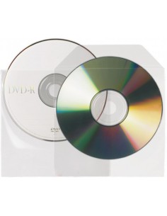 PACK DE 25 FUNDAS CD-DVD PP TRANSPARENTE NO ADHESIVAS CON SOLAPA 3L 10295