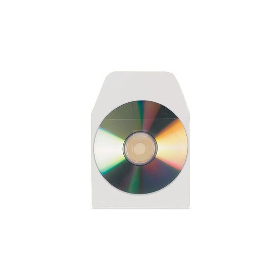 PACK DE 100 FUNDAS CD-DVD PP TRANSPARENTE AUTOADHESIVAS CON SOLAPA 3L 6832-100