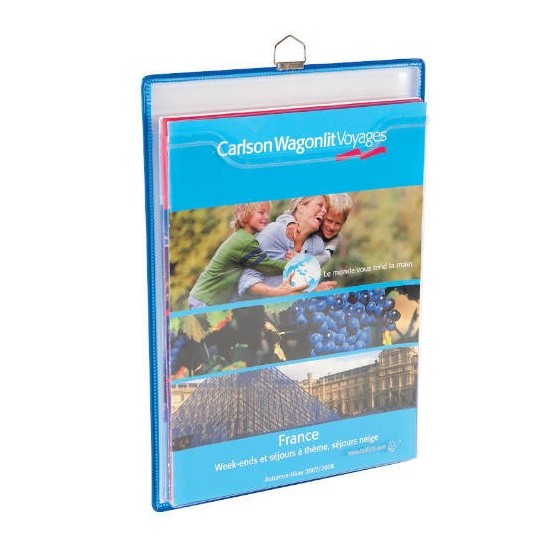 PACK DE 5 FUNDAS PORTA FOLLETOS EN A4 VERTICAL COLGANTE CON ANILLA TARIFOLD 354001