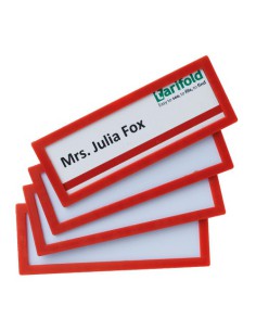 PACK DE 4 MARCOS IDENTIFICACIÓN ADHESIVO COLORES 120X45MM ROJO TARIFOLD 194863