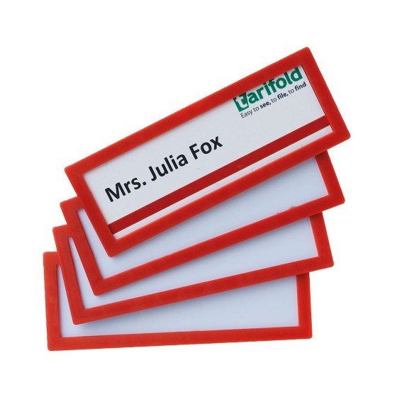 PACK DE 4 MARCOS IDENTIFICACIÓN ADHESIVO COLORES 120X45MM ROJO TARIFOLD 194863